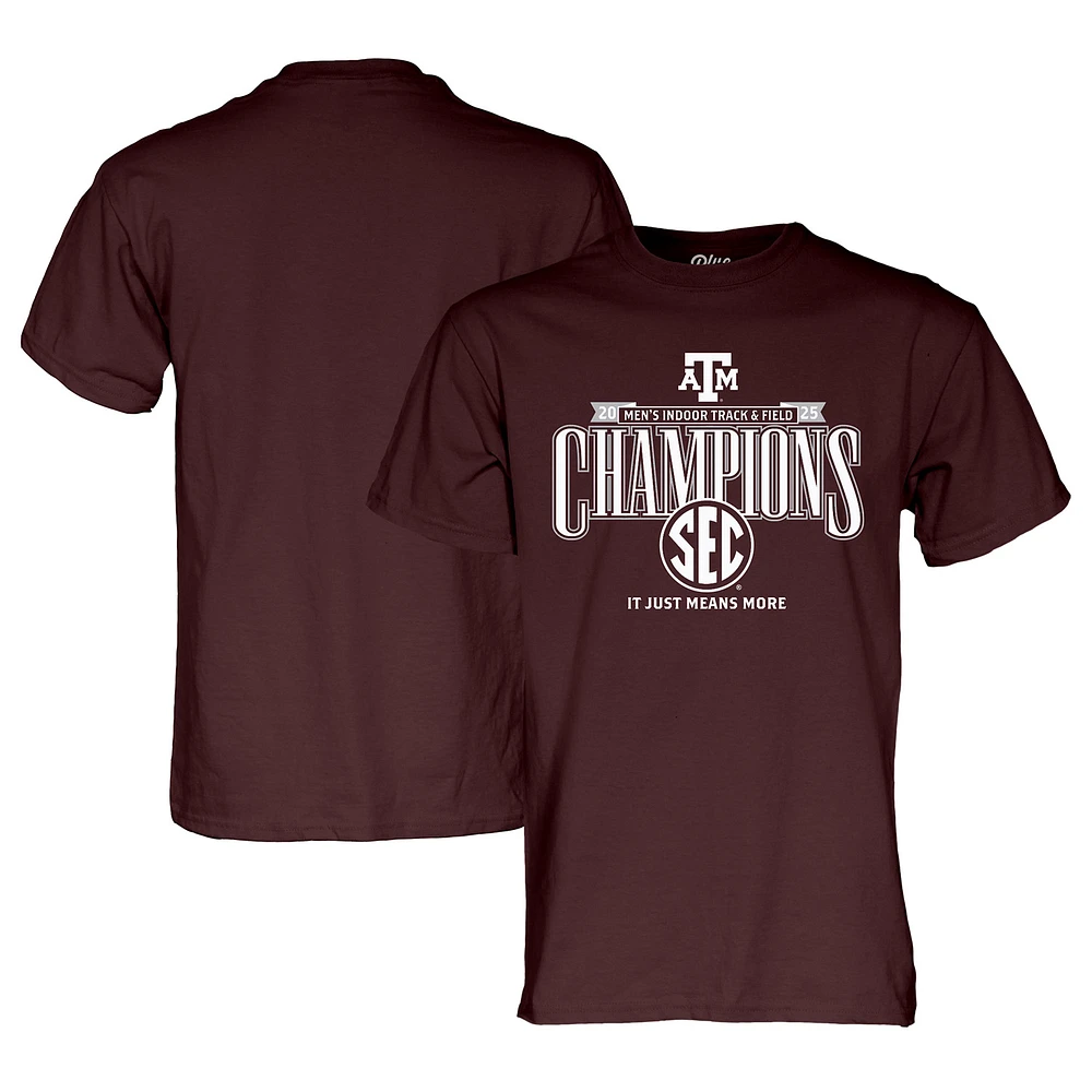 Unisex Blue 84 Maroon Texas A&M Aggies 2025 SEC Men's Indoor Track & Field Champions Locker Room T-Shirt