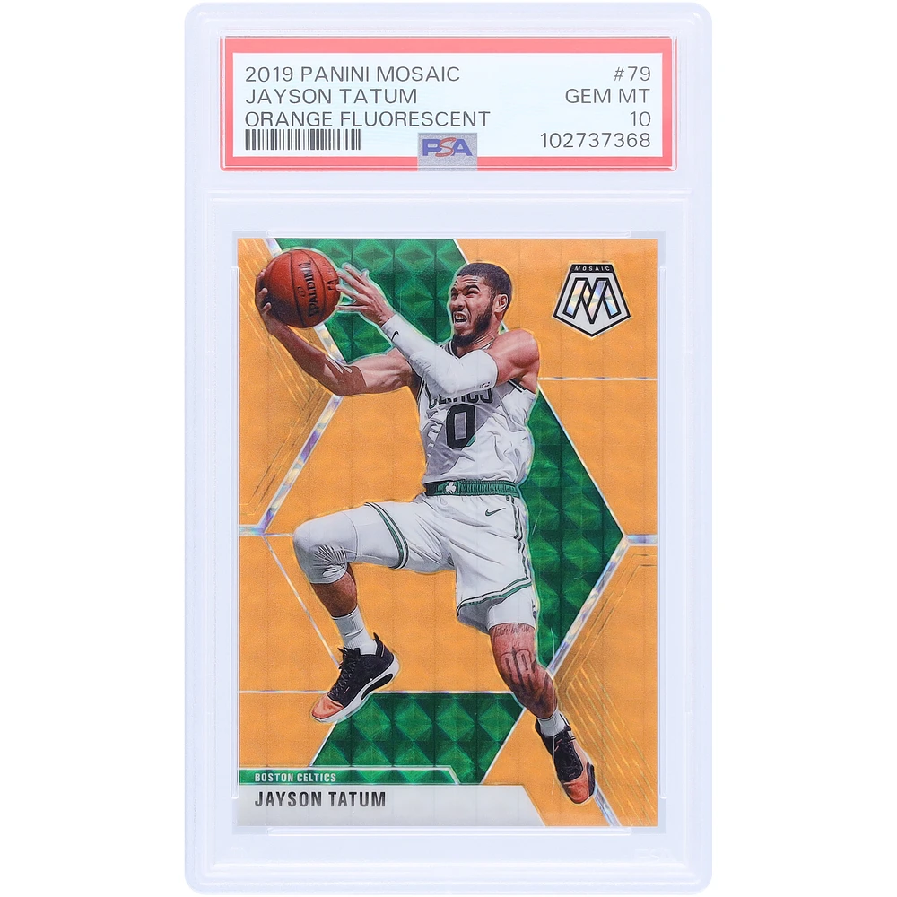 Jayson Tatum Boston Celtics 2019-20 Panini Mosaic Orange Fluorescent #79 #18/25 PSA Authenticated 10 Card