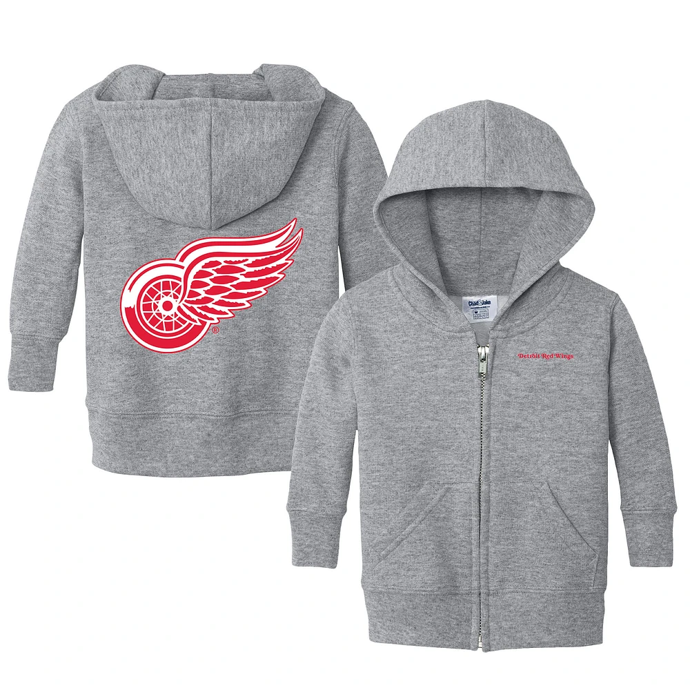 Infant Chad & Jake Heather Gray Detroit Red Wings Logo Full-Zip Hoodie