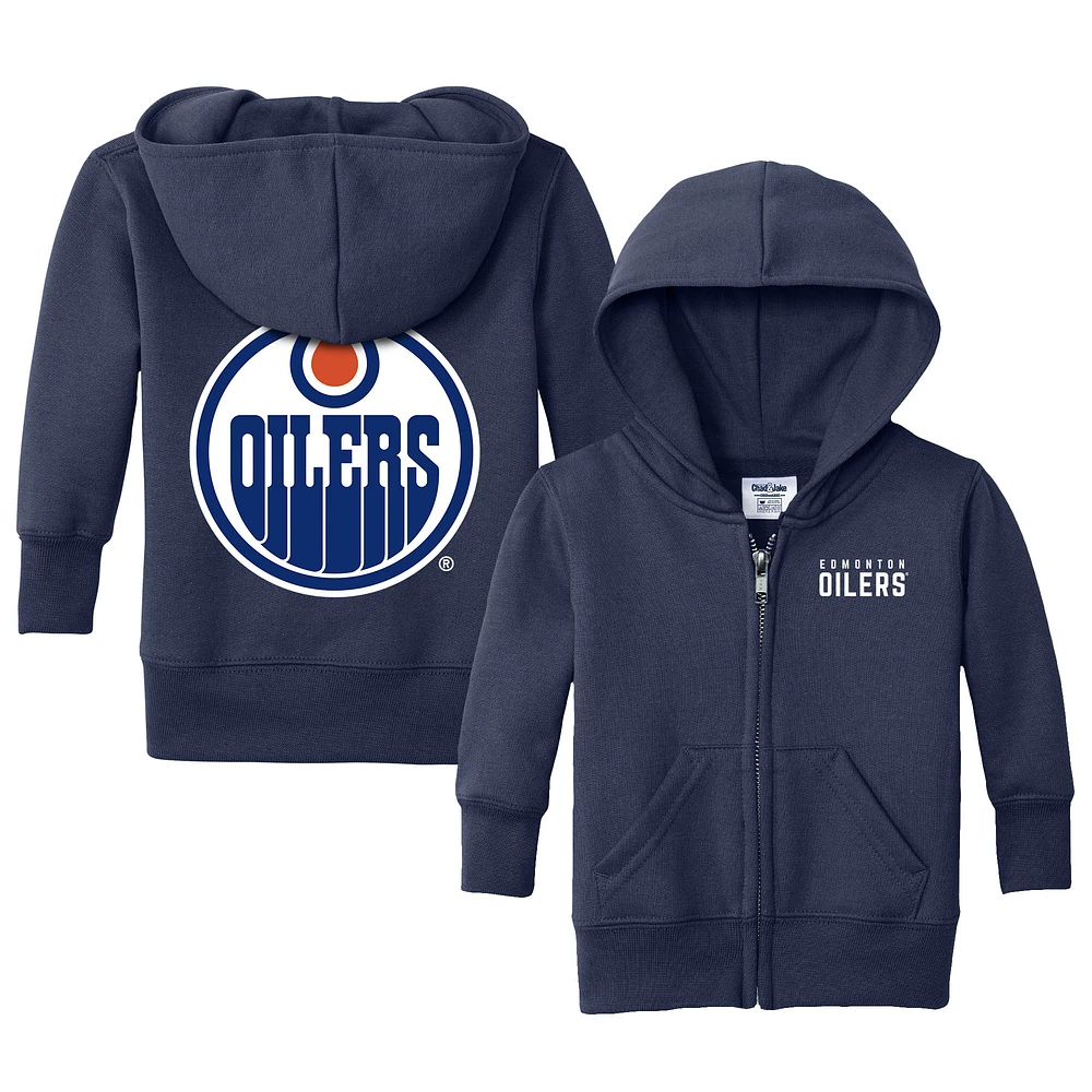 Infant Chad & Jake Navy Edmonton Oilers Logo Full-Zip Hoodie Jacket