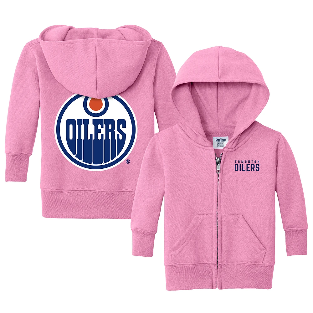 Infant Chad & Jake Pink Edmonton Oilers Logo Full-Zip Hoodie Jacket