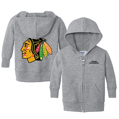 Infant Chad & Jake Heather Gray Chicago Blackhawks Logo Full-Zip Hoodie