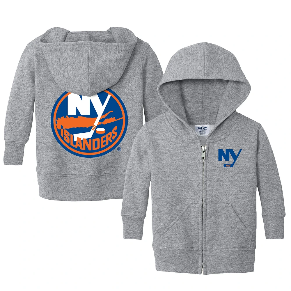 Infant Chad & Jake Heather Gray New York Islanders Logo Full-Zip Hoodie