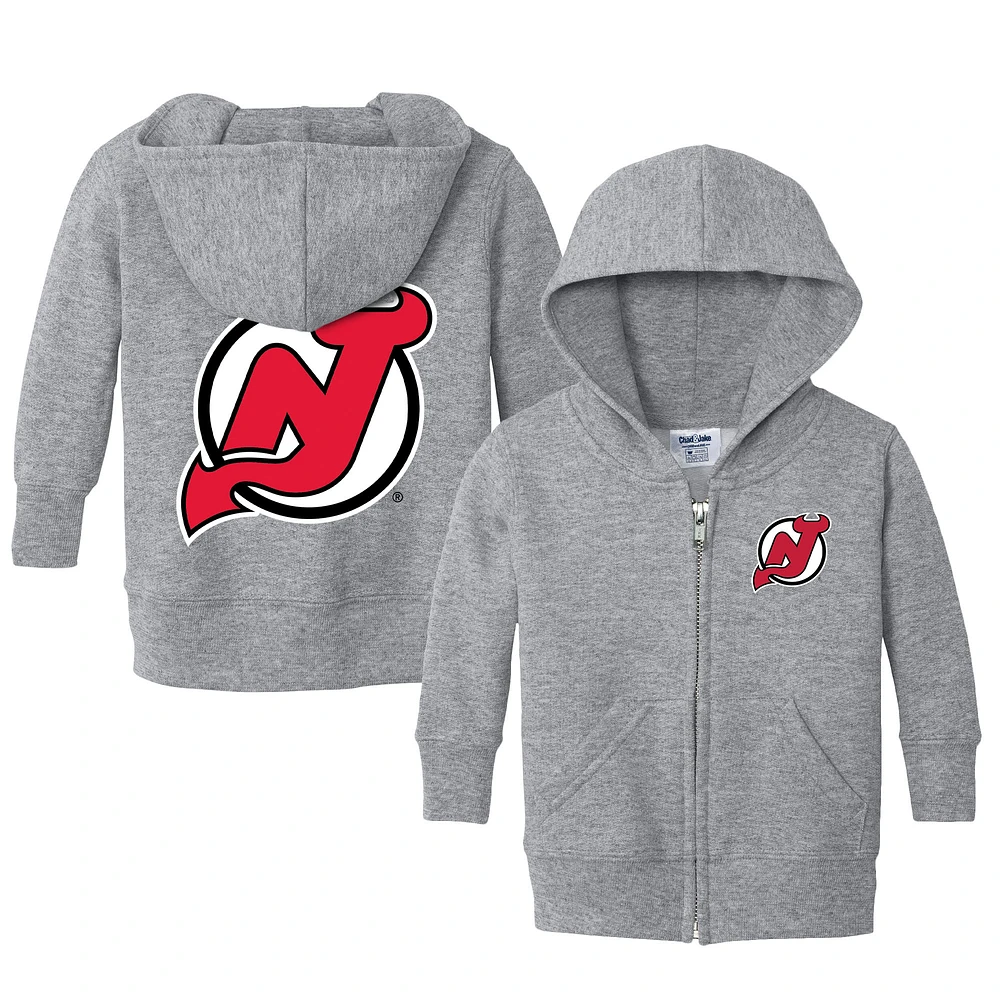 Infant Chad & Jake Heather Gray New Jersey Devils Logo Full-Zip Hoodie