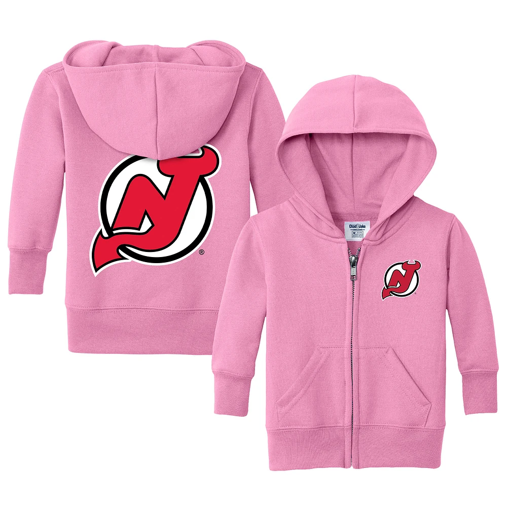 Infant Chad & Jake Pink New Jersey Devils Logo Full-Zip Hoodie