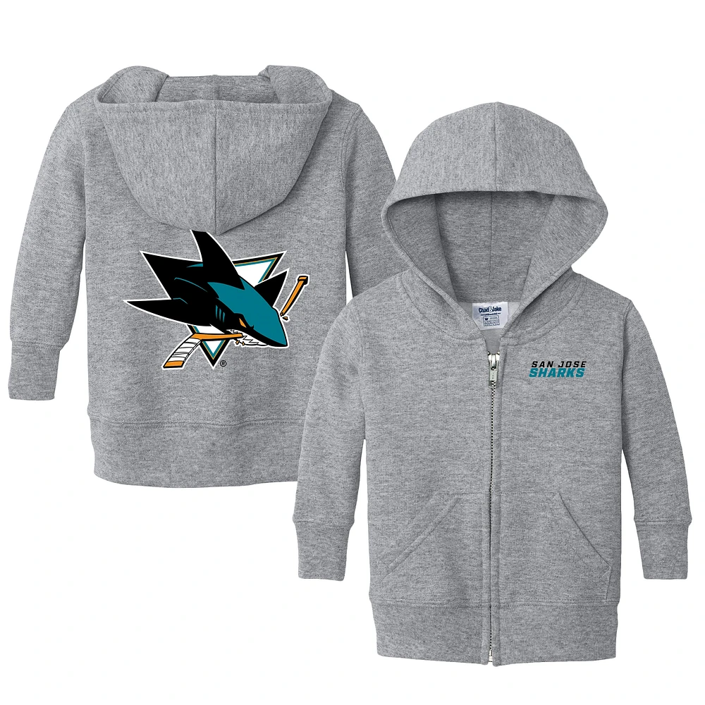 Infant Chad & Jake Heather Gray San Jose Sharks Logo Full-Zip Hoodie