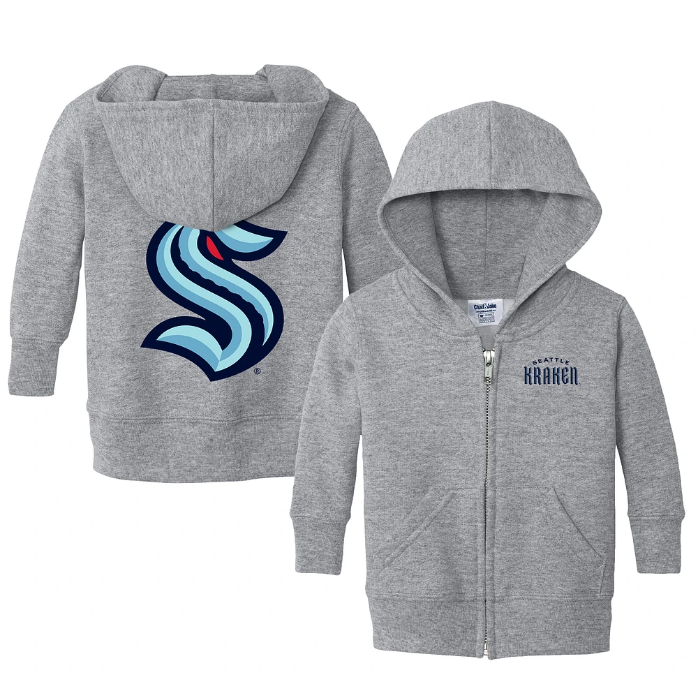 Infant Chad & Jake Heather Gray Seattle Kraken Logo Full-Zip Hoodie