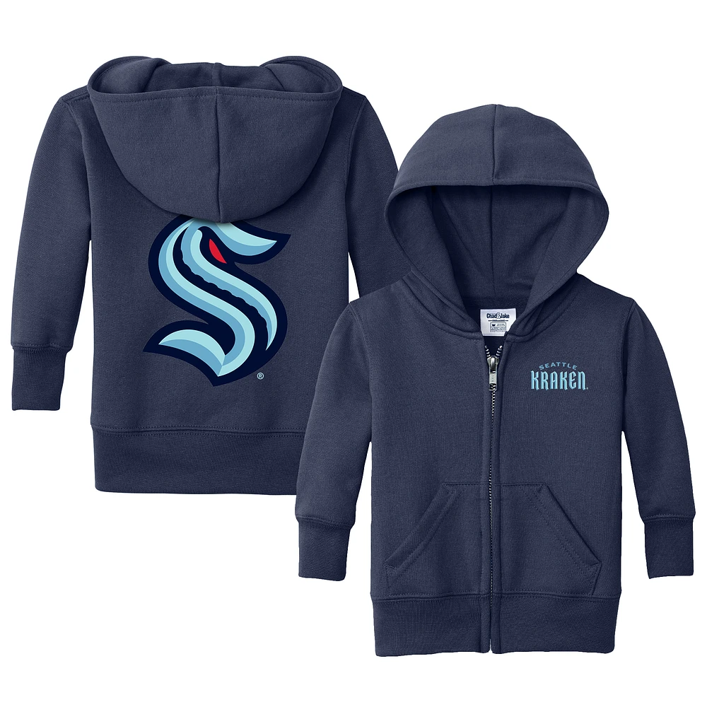 Infant Chad & Jake Deep Sea Blue Navy Seattle Kraken Logo Full-Zip Hoodie