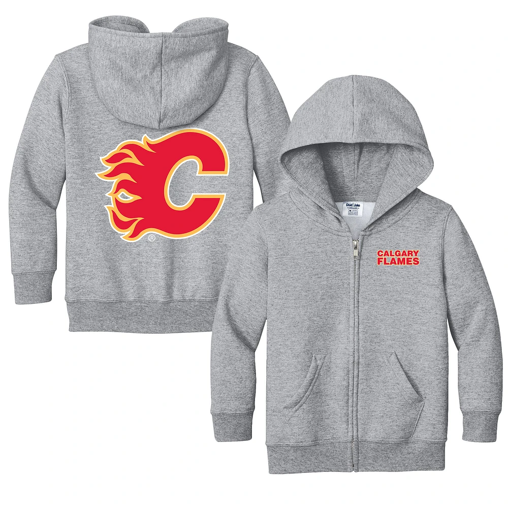 Toddler Chad & Jake Heather Gray Calgary Flames Logo Full-Zip Hoodie Jacket