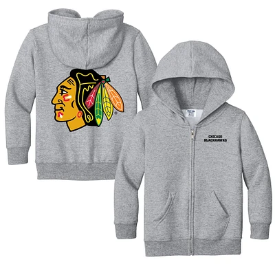 Toddler Chad & Jake Heather Gray Chicago Blackhawks Logo Full-Zip Hoodie Jacket