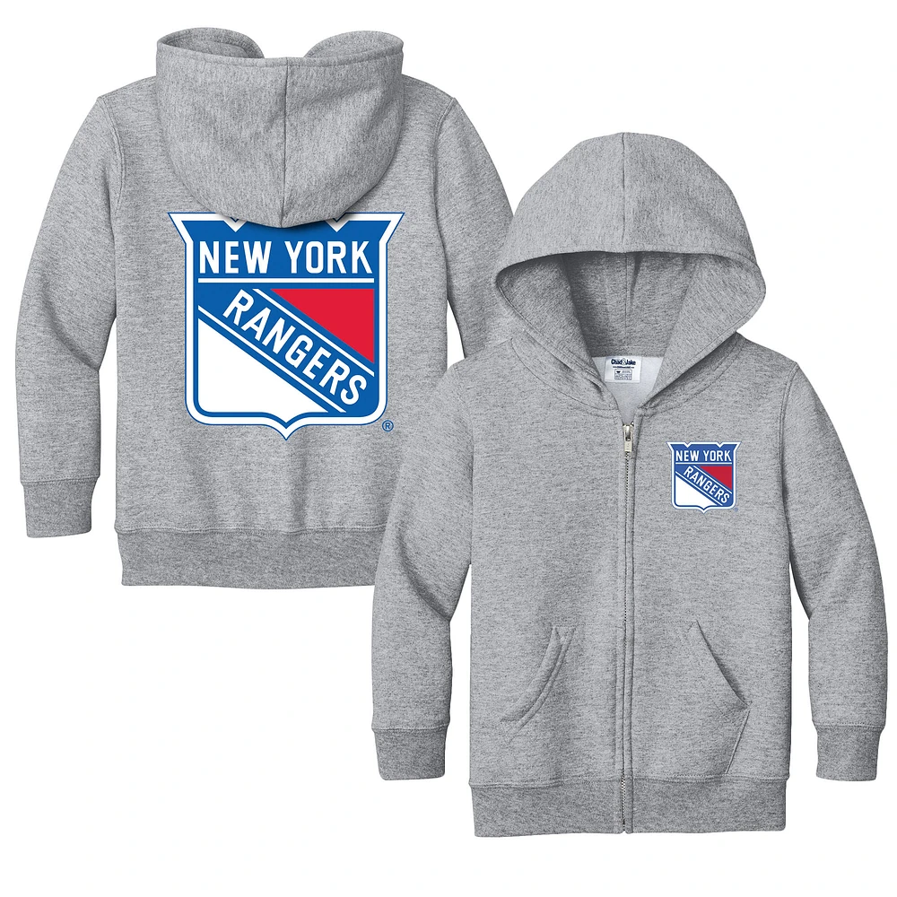 Toddler Chad & Jake Heather Gray New York Rangers Logo Full-Zip Hoodie Jacket