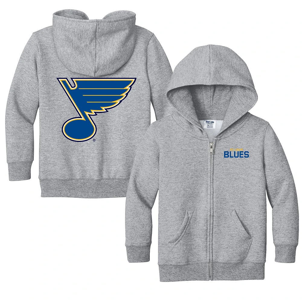 Toddler Chad & Jake Heather Gray St. Louis Blues Logo Full-Zip Hoodie Jacket