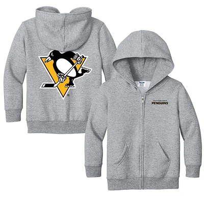 Toddler Chad & Jake Heather Gray Pittsburgh Penguins Logo Full-Zip Hoodie Jacket