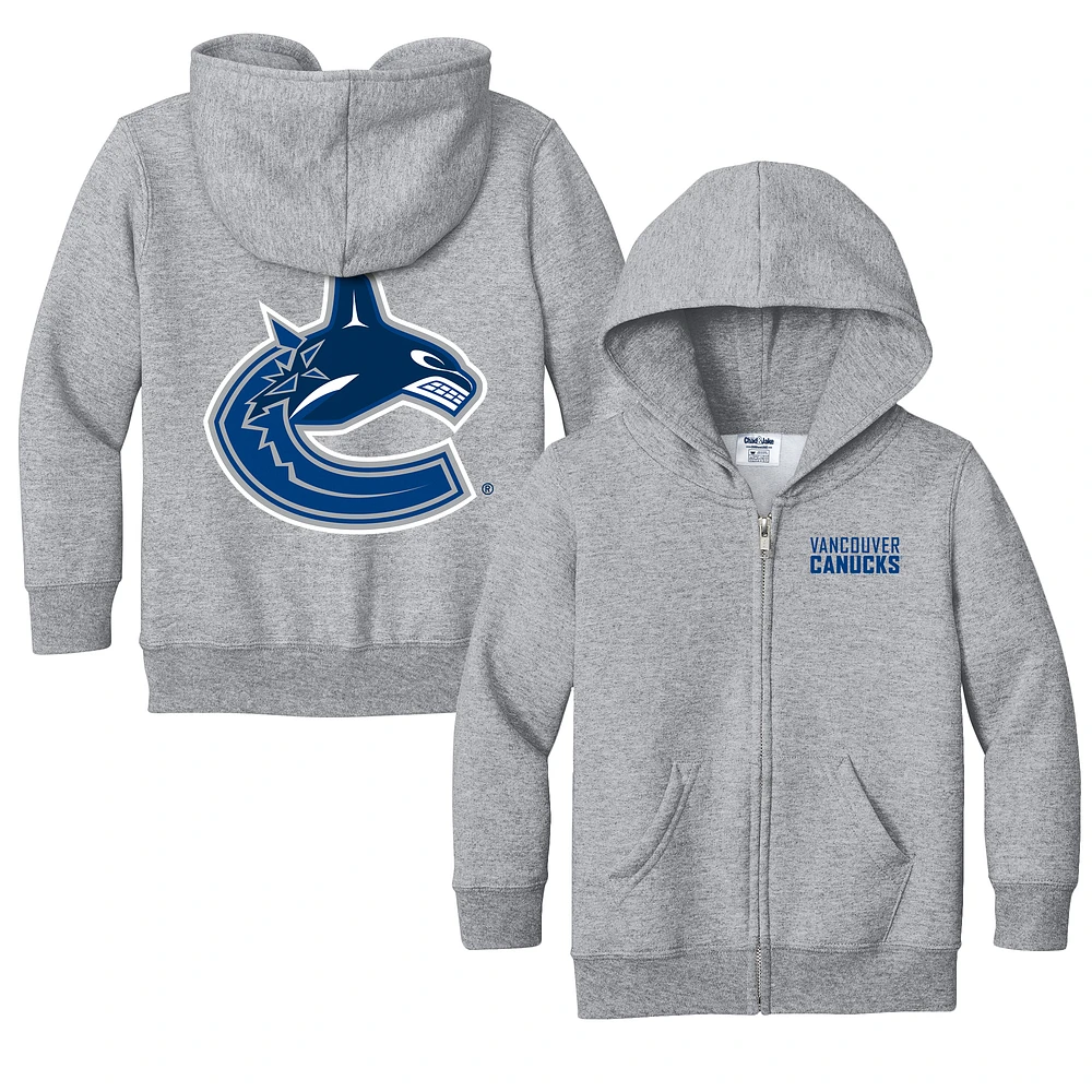 Toddler Chad & Jake Heather Gray Vancouver Canucks Logo Full-Zip Hoodie Jacket