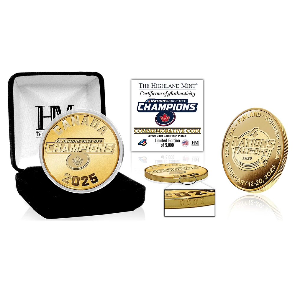 Highland Mint Canada 2025 4 Nations Face-Off Champions 39mm Gold Coin