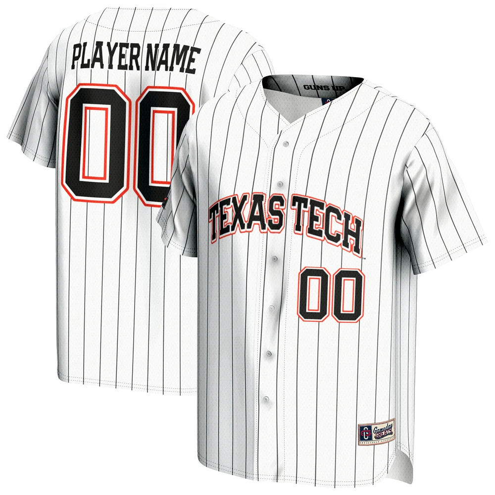 Youth GameDay Greats White Texas Tech Red Raiders NIL Pick-A-Player Baseball Lightweight Jersey