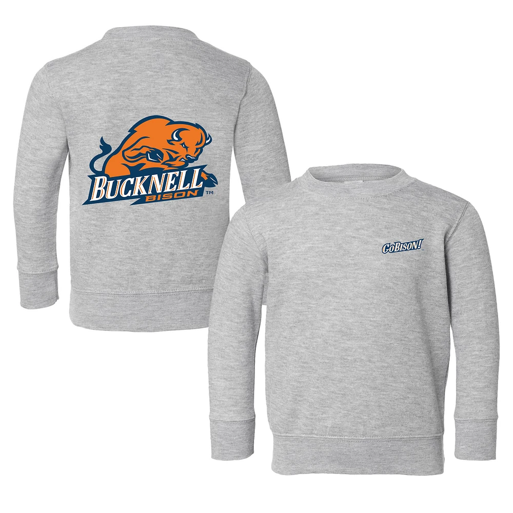 Toddler Chad & Jake Heather Gray Bucknell Bison Logo Pullover Sweatshirt