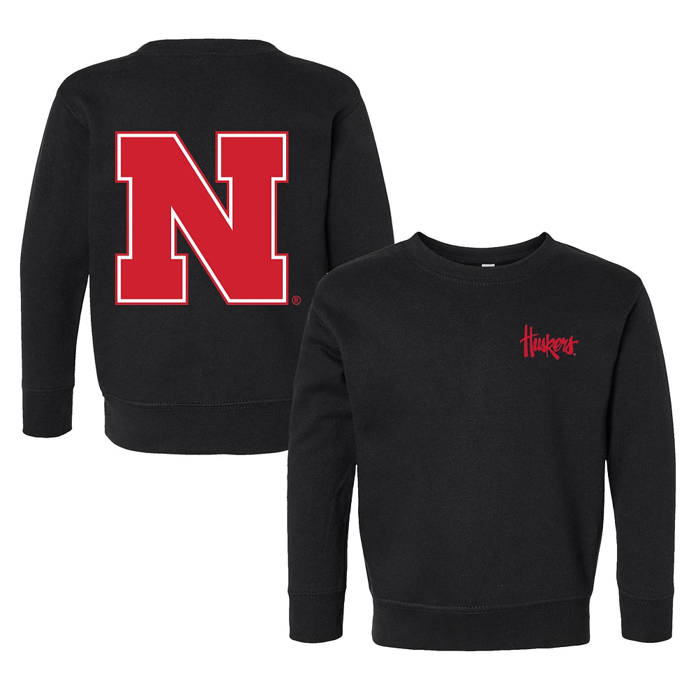 Toddler Chad & Jake Black Nebraska Huskers Logo Pullover Sweatshirt