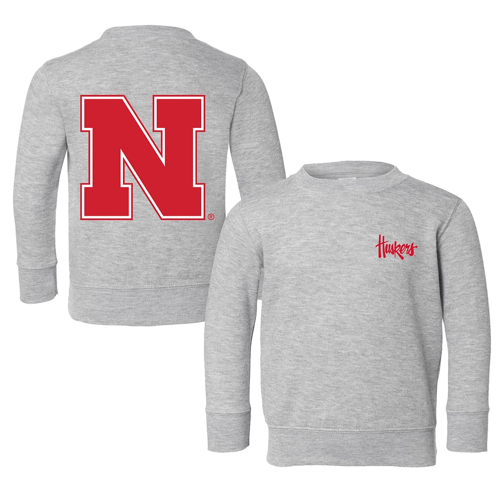 Toddler Chad & Jake Heather Gray Nebraska Huskers Logo Pullover Sweatshirt