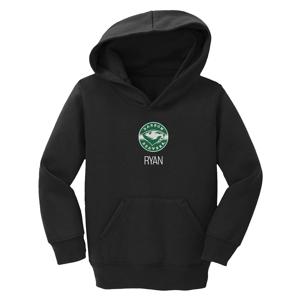 Toddler Chad & Jake Black Babson Beavers Secondary Logo Personalized Pullover Hoodie