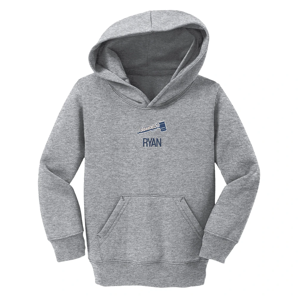 Toddler Chad & Jake Heather Gray Brandeis University Judges Secondary Logo Personalized Pullover Hoodie