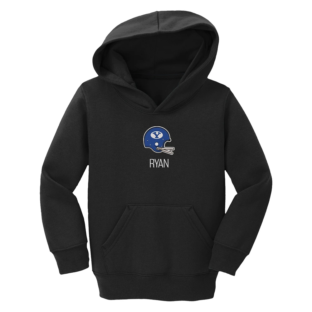 Toddler Chad & Jake Black BYU Cougars Helmet Personalized Pullover Hoodie