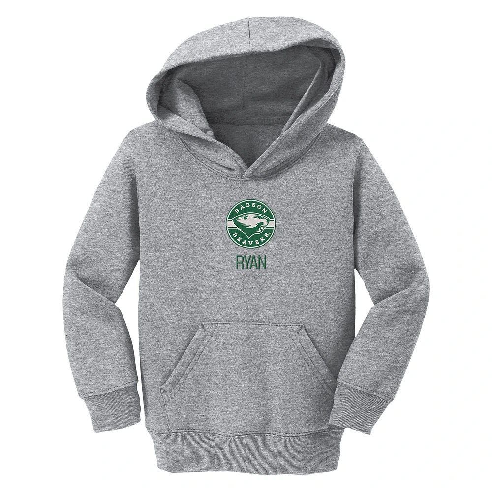 Toddler Chad & Jake Heather Gray Babson Beavers Secondary Logo Personalized Pullover Hoodie