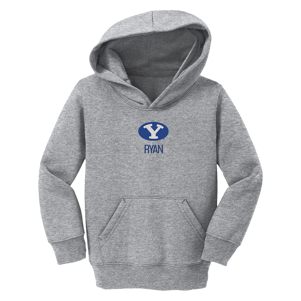 Toddler Chad & Jake Heather Gray BYU Cougars Primary Logo Personalized Pullover Hoodie