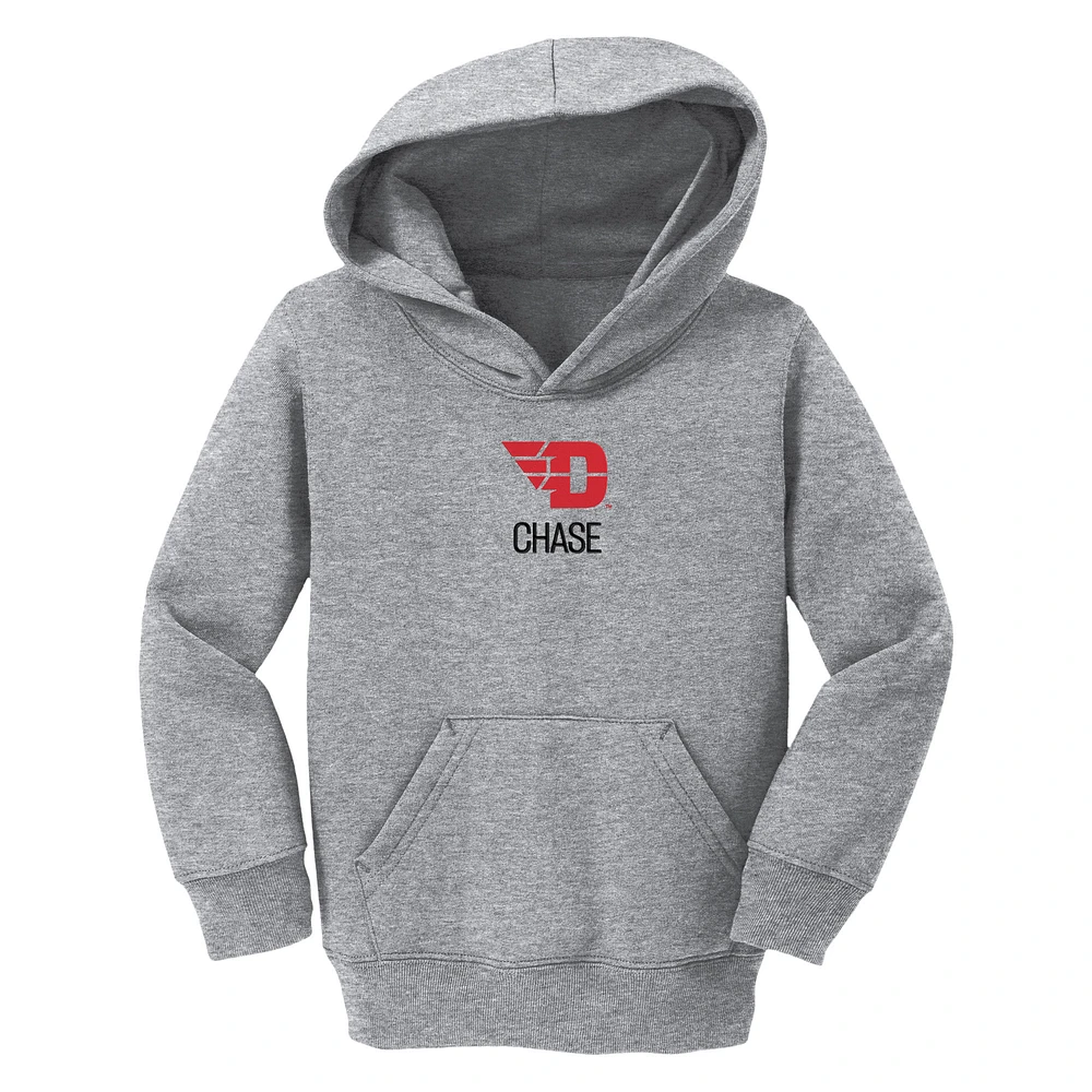 Toddler Chad & Jake Heather Gray Dayton Flyers Primary Logo Personalized Pullover Hoodie