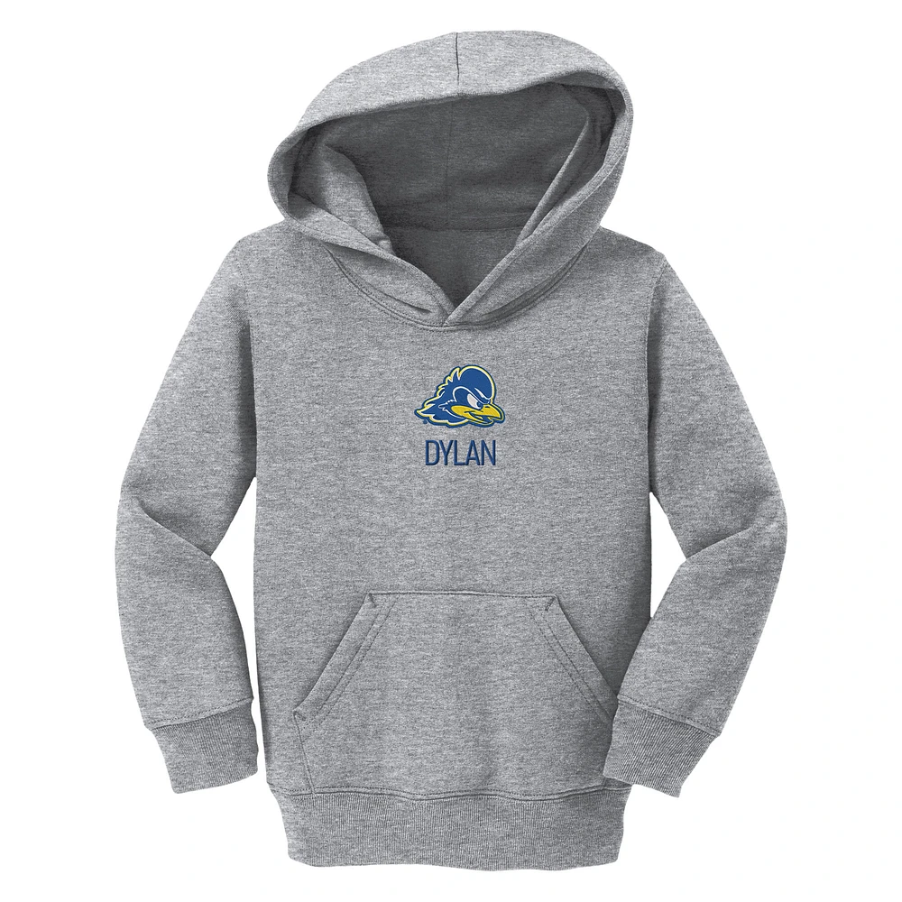 Toddler Chad & Jake Heather Gray Delaware Fightin' Blue Hens Secondary Logo Personalized Pullover Hoodie