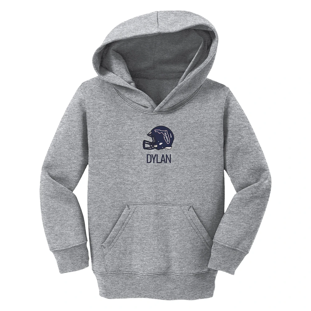 Toddler Chad & Jake Heather Gray Florida Atlantic Owls Helmet Personalized Pullover Hoodie