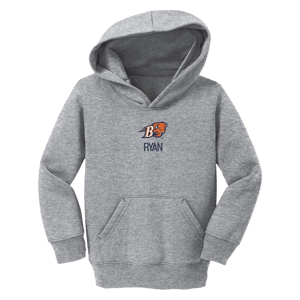 Toddler Chad & Jake Heather Gray Bucknell Bison Secondary Logo Personalized Pullover Hoodie