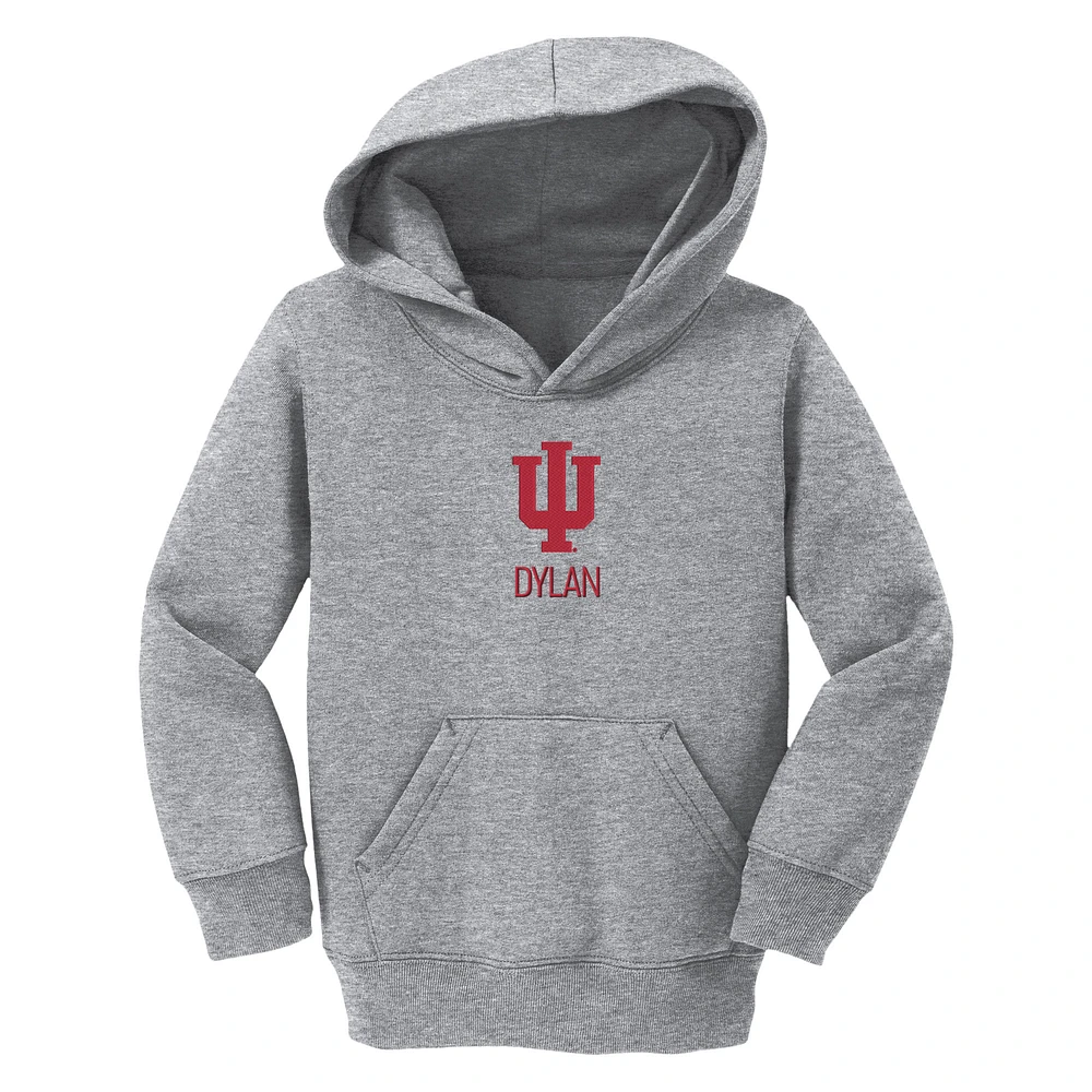 Toddler Chad & Jake Heather Gray Indiana Hoosiers Primary Logo Personalized Pullover Hoodie