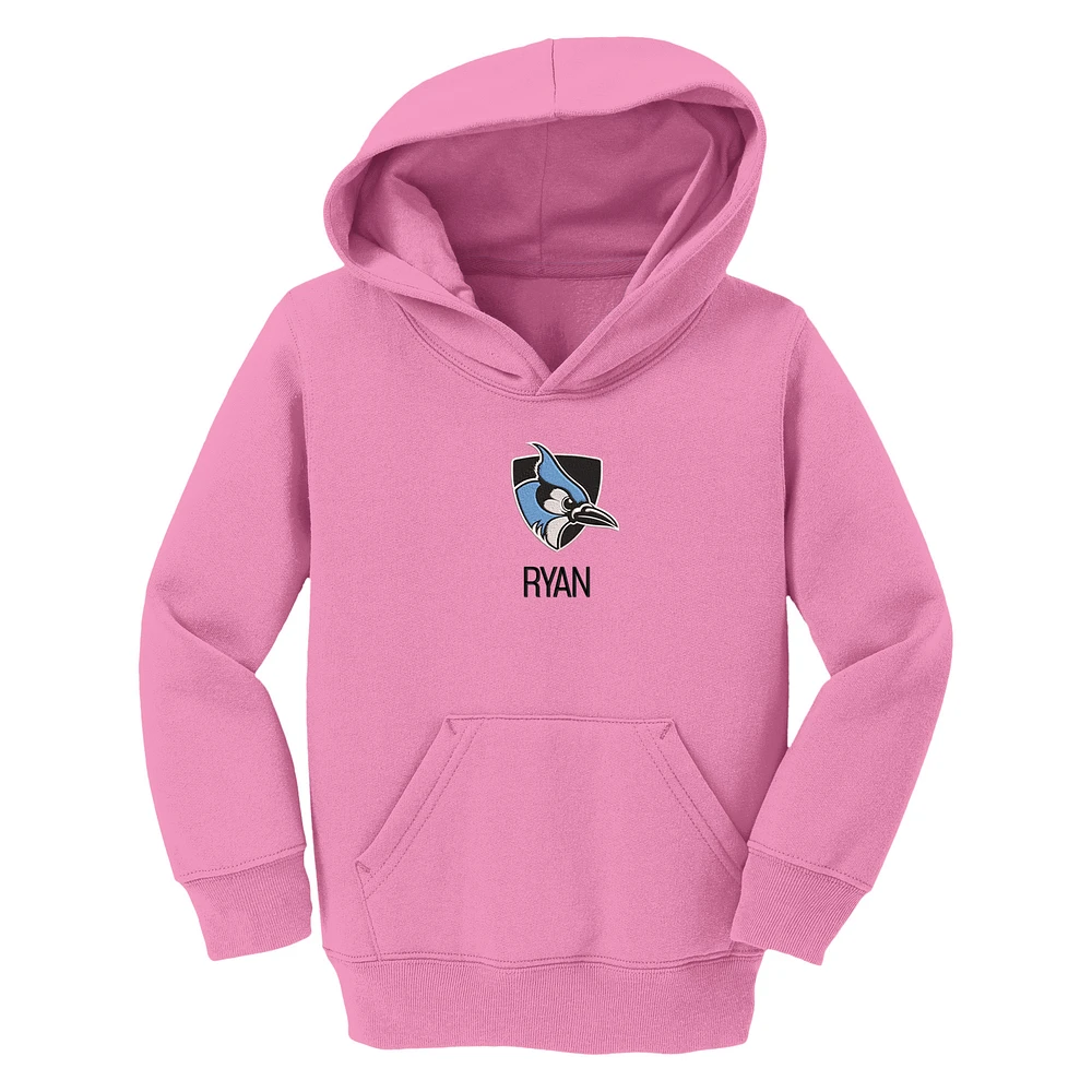 Toddler Chad & Jake Pink Johns Hopkins Blue Jays Secondary Logo Personalized Pullover Hoodie