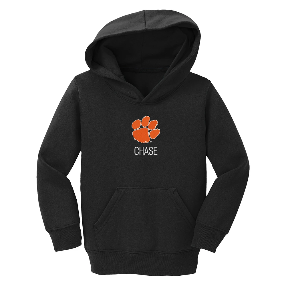 Toddler Chad & Jake Black Clemson Tigers Primary Logo Personalized Pullover Hoodie