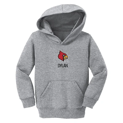 Toddler Chad & Jake Heather Gray Louisville Cardinals Primary Logo Personalized Pullover Hoodie