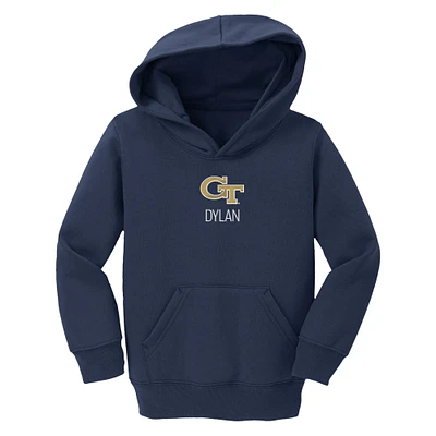 Toddler Chad & Jake Navy Georgia Tech Yellow Jackets Primary Logo Personalized Pullover Hoodie