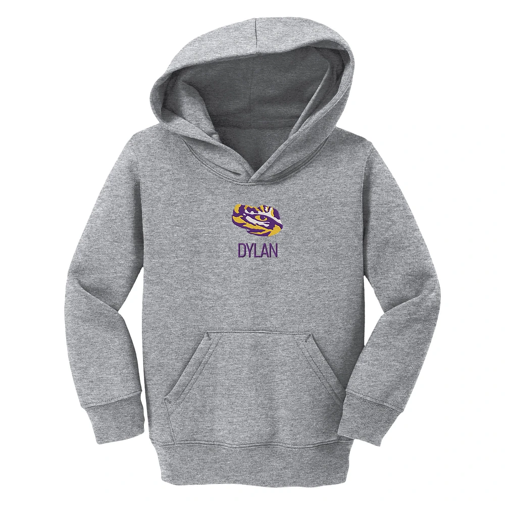 Toddler Chad & Jake Heather Gray LSU Tigers Secondary Logo Personalized Pullover Hoodie