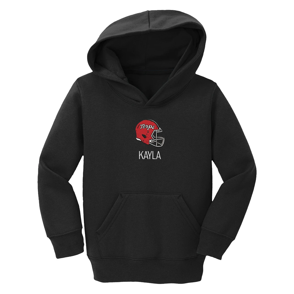 Toddler Chad & Jake Black Maryland Terrapins Helmet Personalized Pullover Hoodie