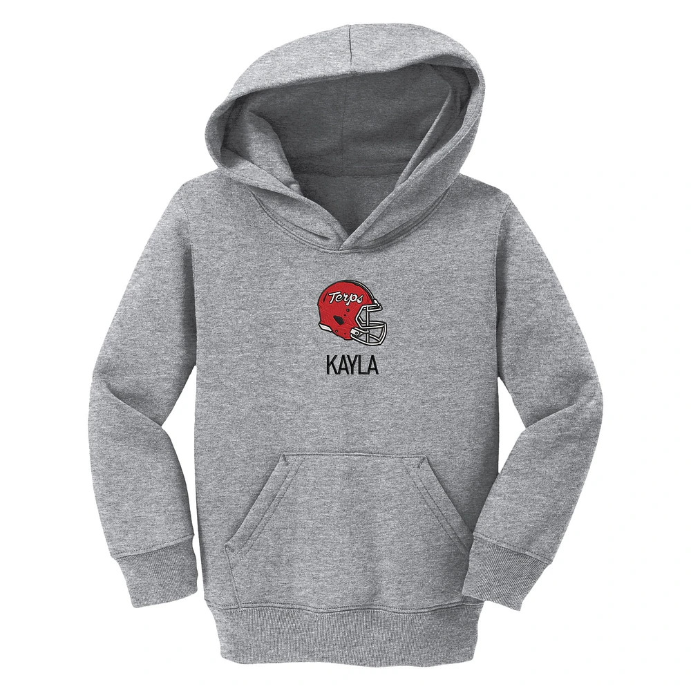 Toddler Chad & Jake Heather Gray Maryland Terrapins Helmet Personalized Pullover Hoodie