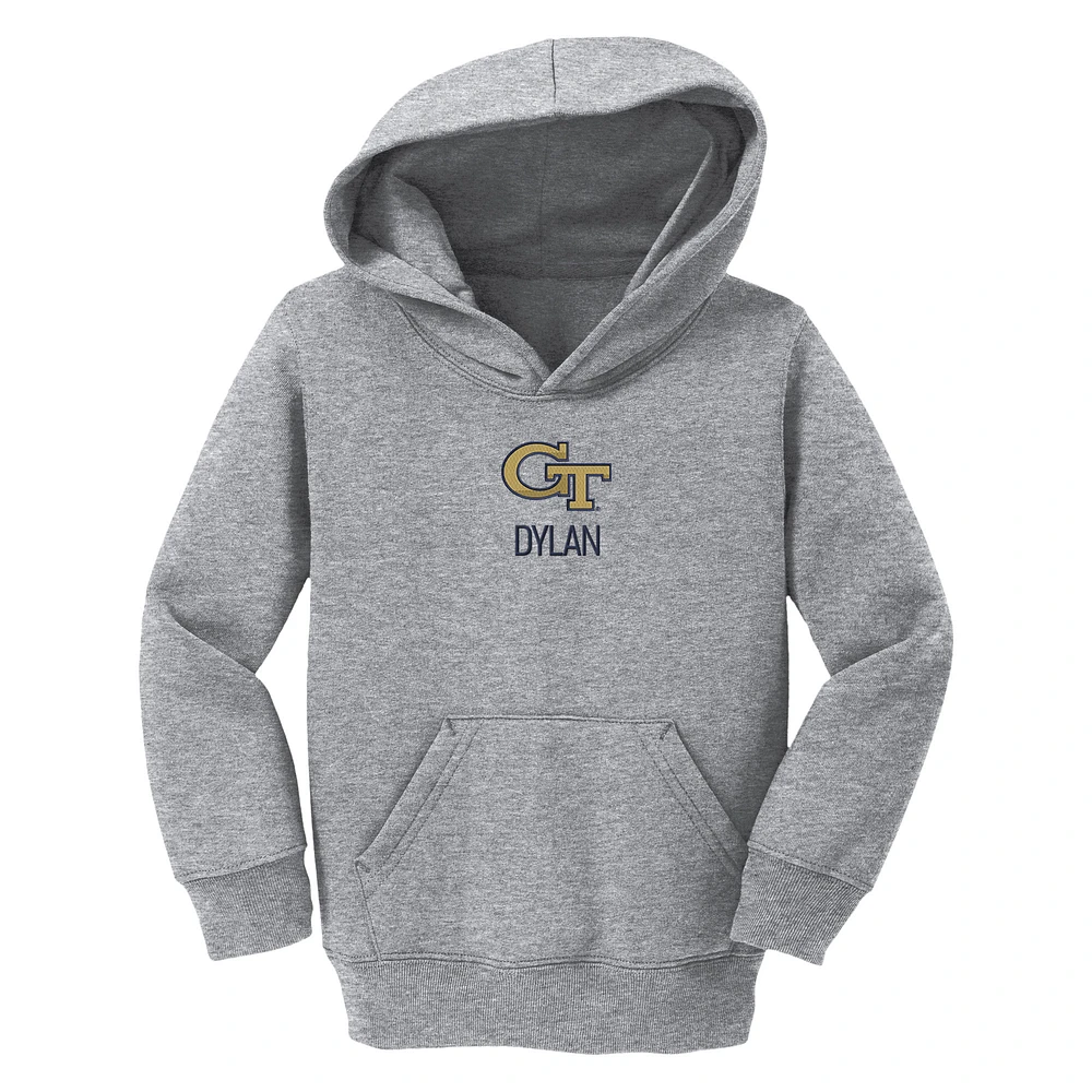 Toddler Chad & Jake Heather Gray Georgia Tech Yellow Jackets Primary Logo Personalized Pullover Hoodie