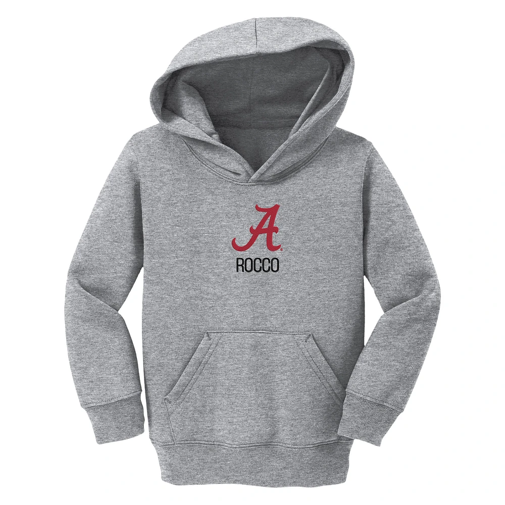 Toddler Chad & Jake Heather Gray Alabama Crimson Tide Primary Logo Personalized Pullover Hoodie