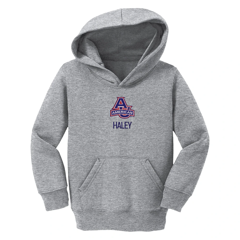 Toddler Chad & Jake Heather Gray American University Eagles Primary Logo Personalized Pullover Hoodie