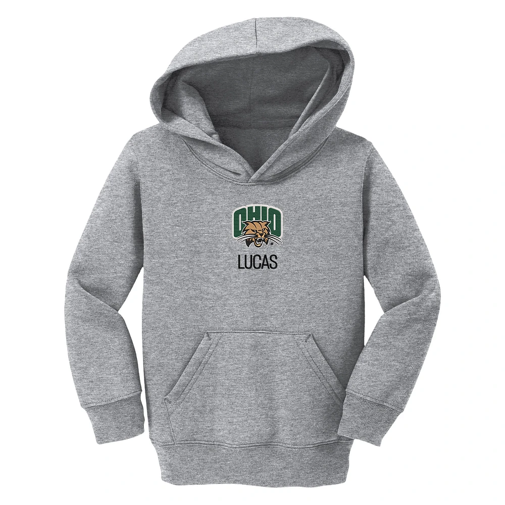 Toddler Chad & Jake Heather Gray Ohio Bobcats Primary Logo Personalized Pullover Hoodie
