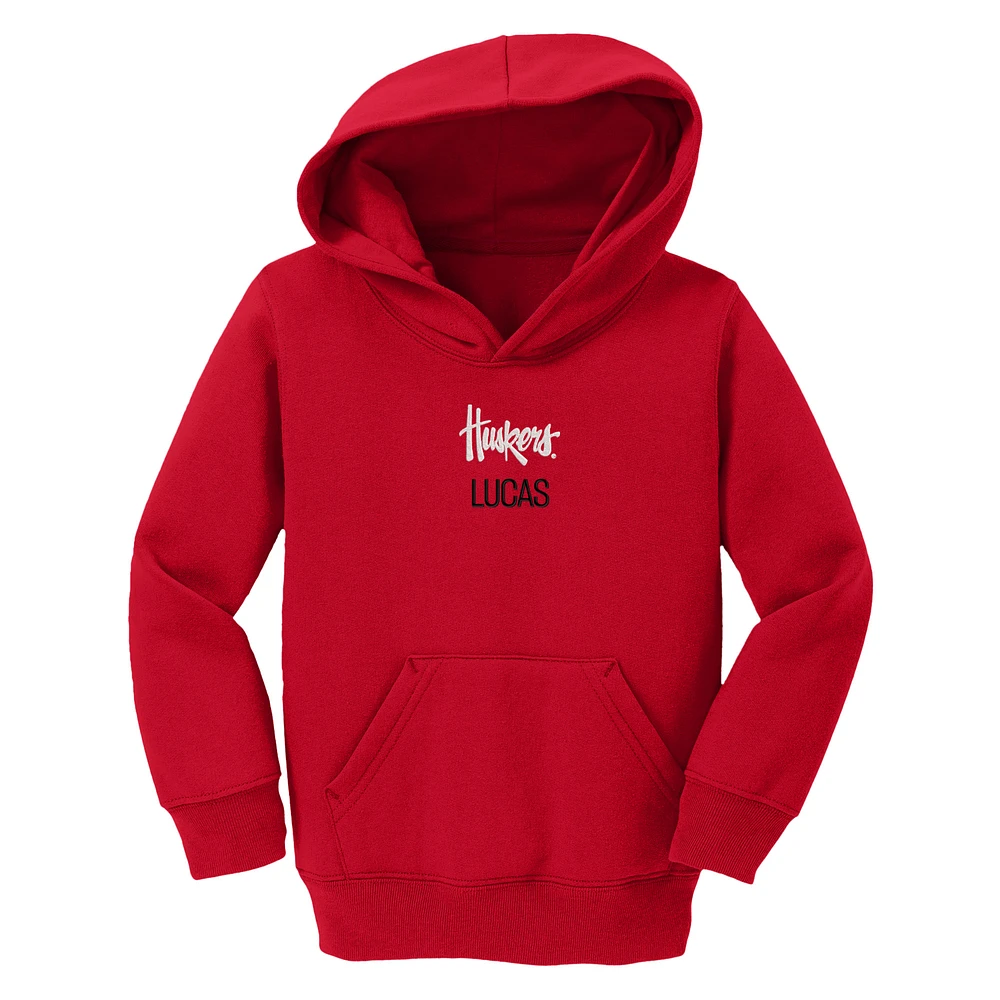 Toddler Chad & Jake Scarlet Nebraska Huskers Wordmark Personalized Pullover Hoodie