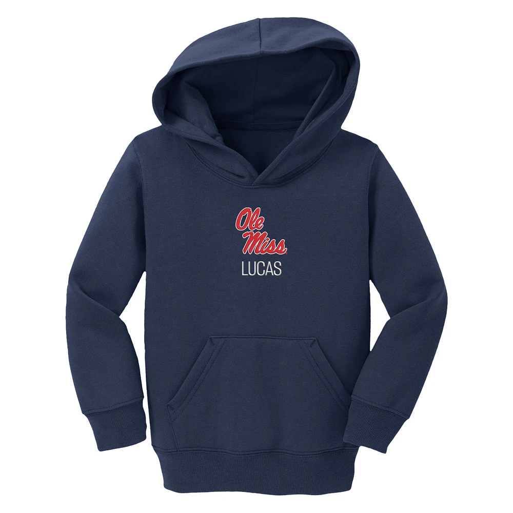 Toddler Chad & Jake Navy Ole Miss Rebels Primary Logo Personalized Pullover Hoodie