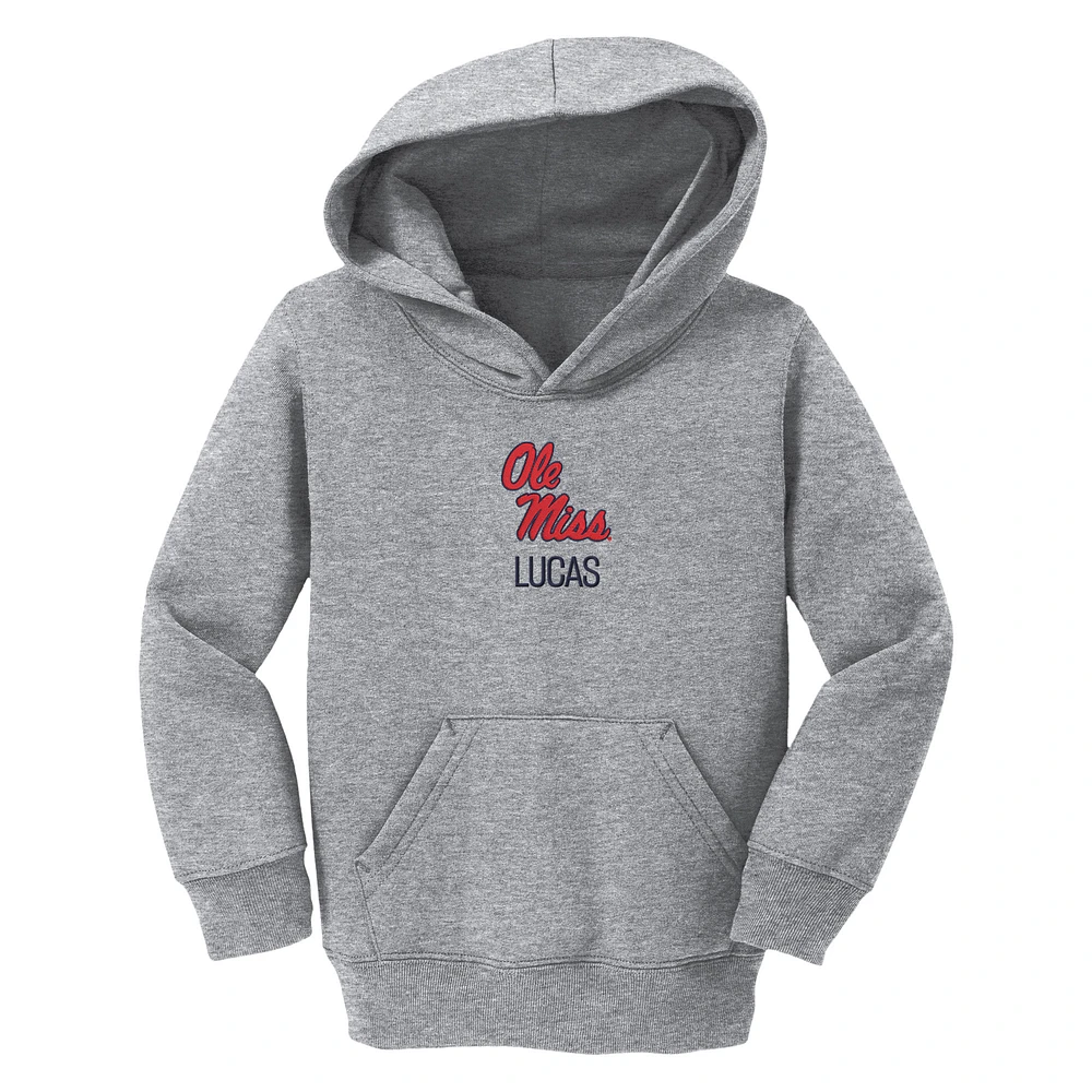 Toddler Chad & Jake Heather Gray Ole Miss Rebels Primary Logo Personalized Pullover Hoodie