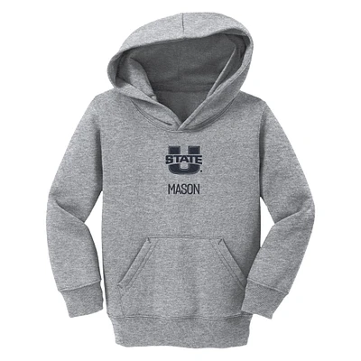 Toddler Chad & Jake Heather Gray Utah State Aggies Secondary Logo Personalized Pullover Hoodie