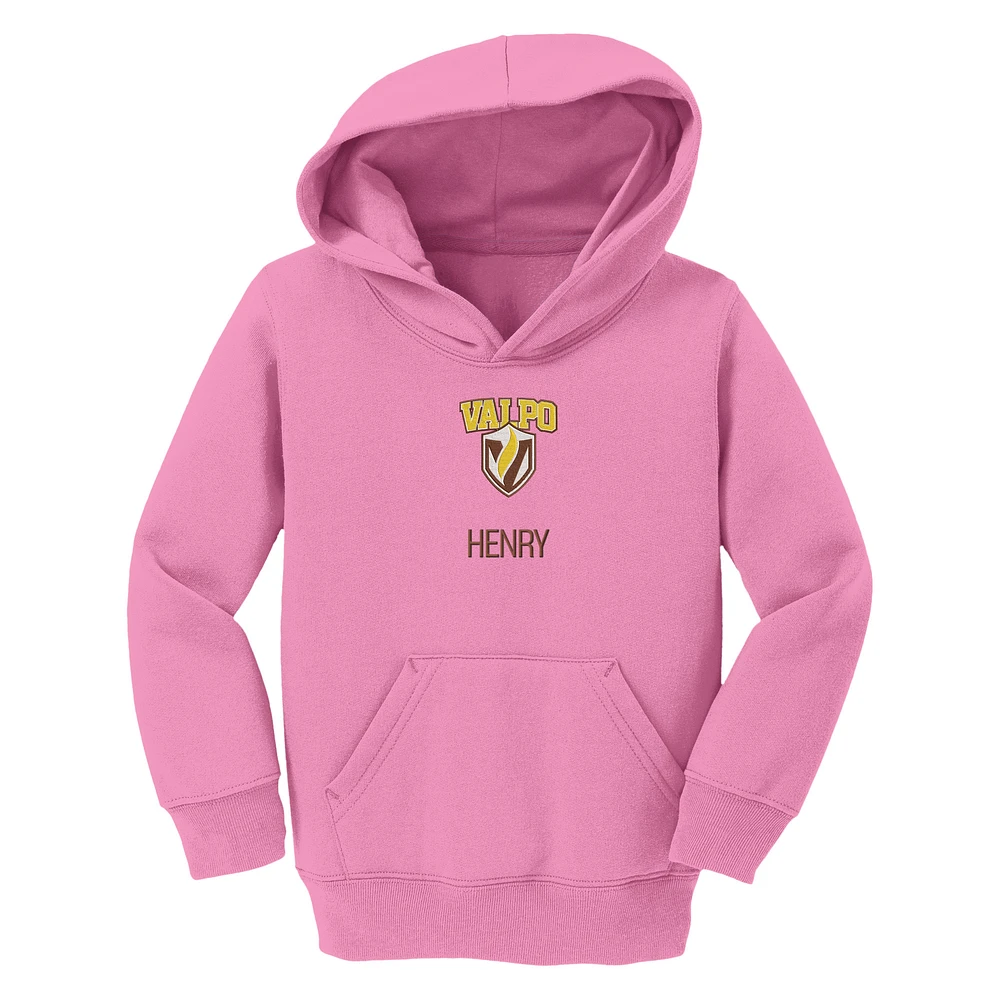 Toddler Chad & Jake Pink Valparaiso University Secondary Logo Personalized Pullover Hoodie