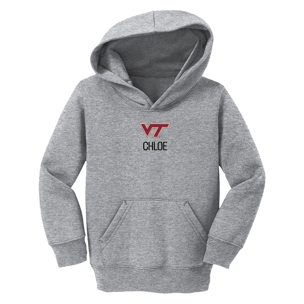 Toddler Chad & Jake Heather Gray Virginia Tech Hokies Primary Logo Personalized Pullover Hoodie